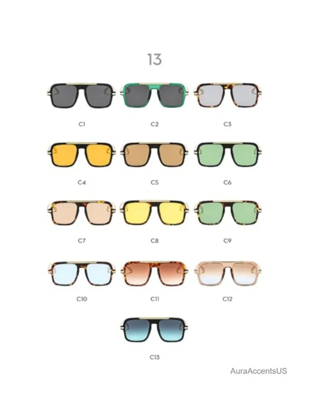 Retro Square Pilot Sunglasses Unisex UV400 Metal Temples Full Frame